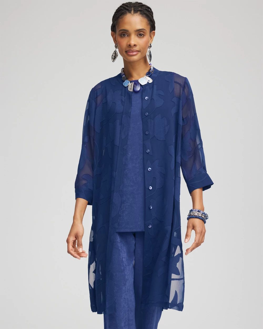 Sheer V-Neck Print Poncho | Chico's